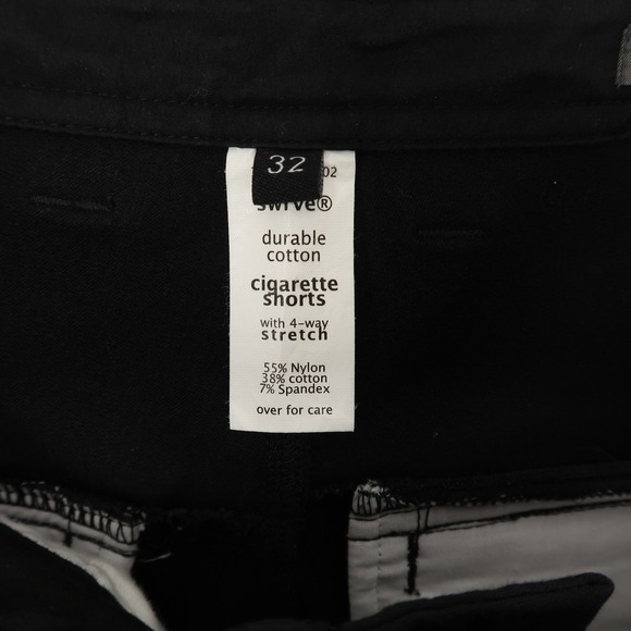 Swrve Cigarette Shorts Mens 32 Black Skinny Fit Durable‎ Cotton Cycling DWR - Picture 7 of 8